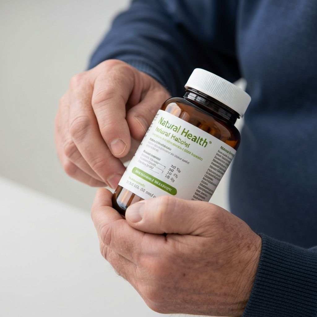 Person reading supplement label